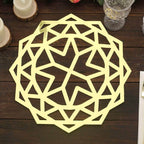 6-Pack Disposable Table Placemats in Metallic Gold Laser Cut Geometric Star Design - 700GSM Cardboard Placemats for Glamorous Table Settings 13"
