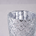6-Pack Mercury Glass Votive Candle Holders Metallic Silver with Assorted Geometric Designs - Tealight Holders 3"