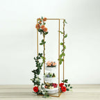 2-Pack Wedding Flower Stand Gold Metal Geometric Column Frame Rectangular - Versatile Floral Pedestal for Upscale Arrangements 48"