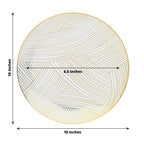 10-Pack Plastic 10" Round Dinner Plates in White with Gold Wave Brush Strokes Pattern - Disposable Party Plates for Modern & Classy Table Decor