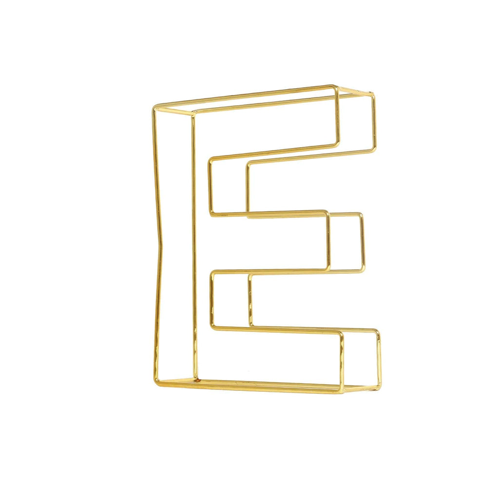 8" Tall Gold Freestanding 3D Decorative Wire Letter, Wedding Centerpiece - E