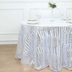 Sequin 120" Round Tablecloth Silver - Seamless Diamond Glitz Table Cover