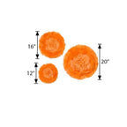 Set of 6 Coral Orange Giant Carnation 3D Paper Flowers Wall Decor - 12",16",20"