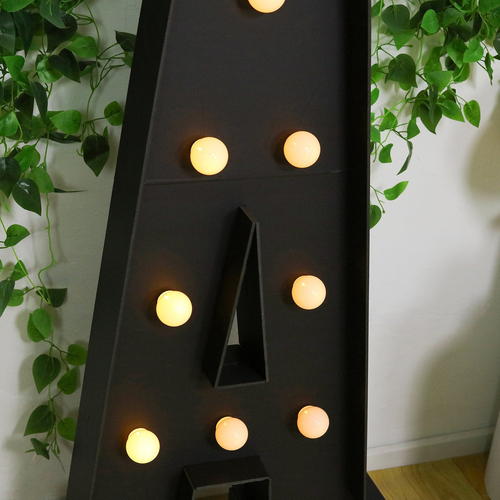Giant LED Marquee Light Up Letter "A", Black 4ft Pre - Cut Foam Board with 10 Warm White Battery Operated LEDs, Glue Gun and Sticks - Bell Racket Store