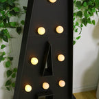 Giant LED Marquee Light Up Letter "A", Black 4ft Pre - Cut Foam Board with 10 Warm White Battery Operated LEDs, Glue Gun and Sticks - Bell Racket Store