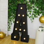 Giant LED Marquee Light Up Letter "A", Black 4ft Pre - Cut Foam Board with 10 Warm White Battery Operated LEDs, Glue Gun and Sticks - Bell Racket Store