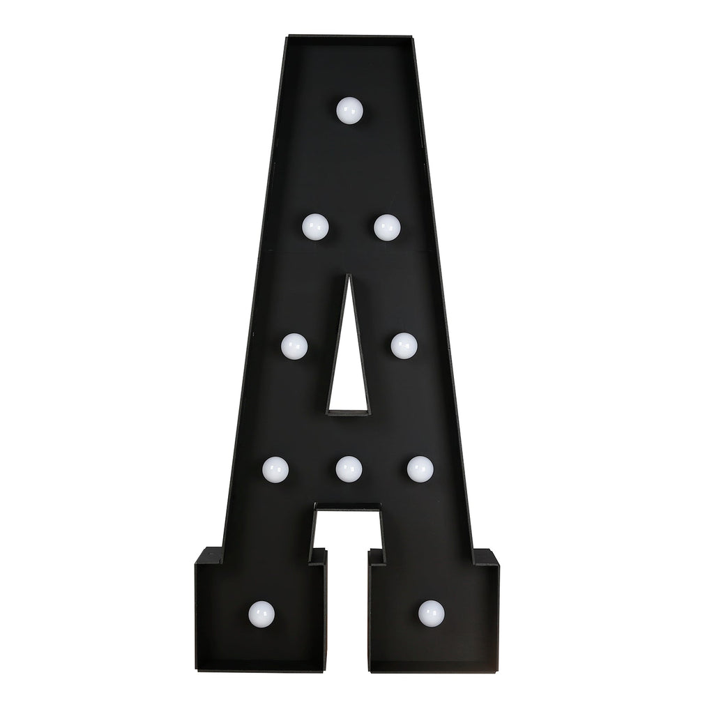 Giant LED Marquee Light Up Letter "A", Black 4ft Pre - Cut Foam Board with 10 Warm White Battery Operated LEDs, Glue Gun and Sticks - Bell Racket Store