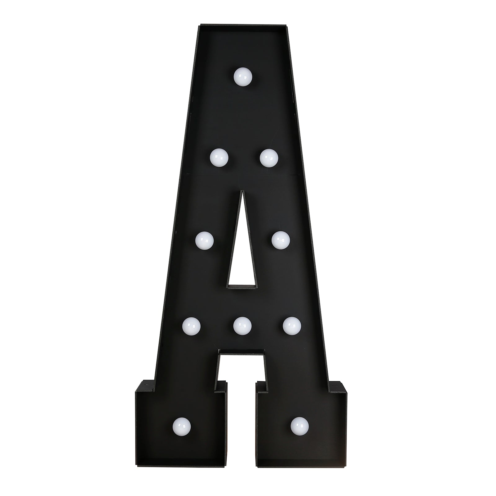Giant LED Marquee Light Up Letter "A", Black 4ft Pre - Cut Foam Board with 10 Warm White Battery Operated LEDs, Glue Gun and Sticks - Bell Racket Store