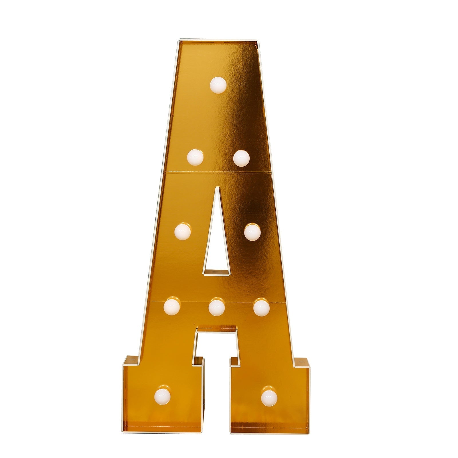 Giant LED Marquee Light Up Letter "A", Gold 4ft Pre - Cut Foam Board with 10 Warm White Battery Operated LEDs, Glue Gun and Sticks - Bell Racket Store