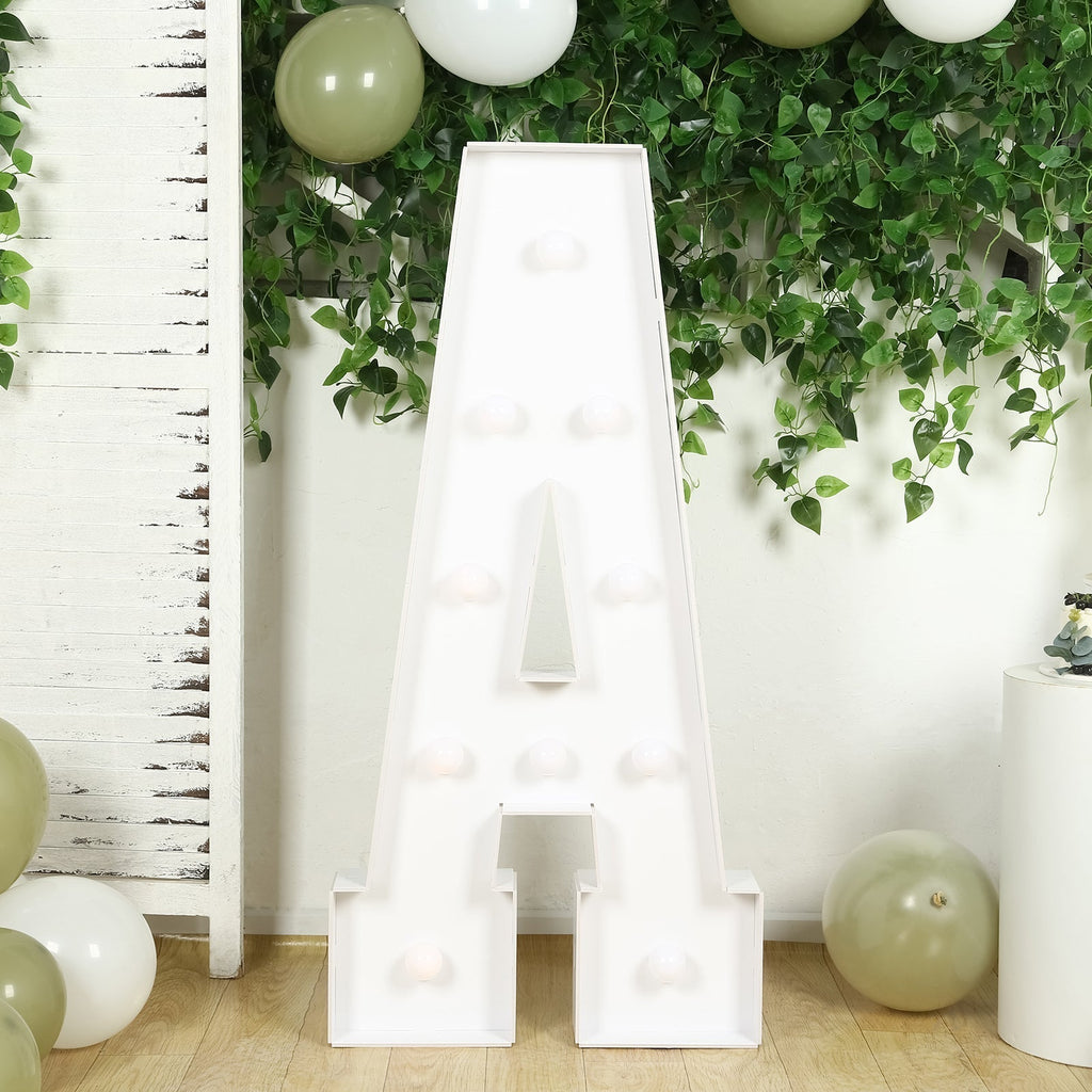 Giant LED Marquee Light Up Letter "A", White 4ft Pre - Cut Foam Board with 10 Warm White Battery Operated LEDs, Glue Gun and Sticks - Bell Racket Store