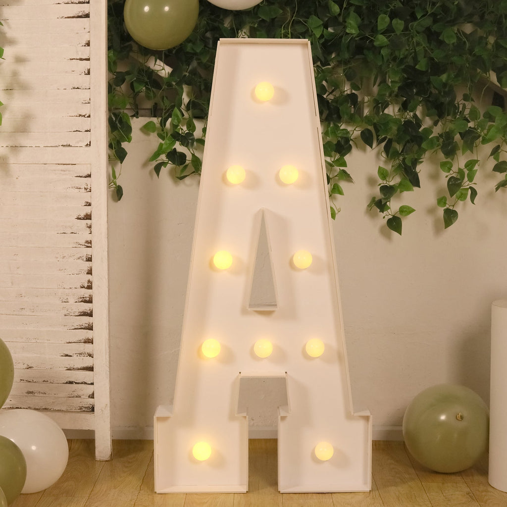 Giant LED Marquee Light Up Letter "A", White 4ft Pre - Cut Foam Board with 10 Warm White Battery Operated LEDs, Glue Gun and Sticks - Bell Racket Store