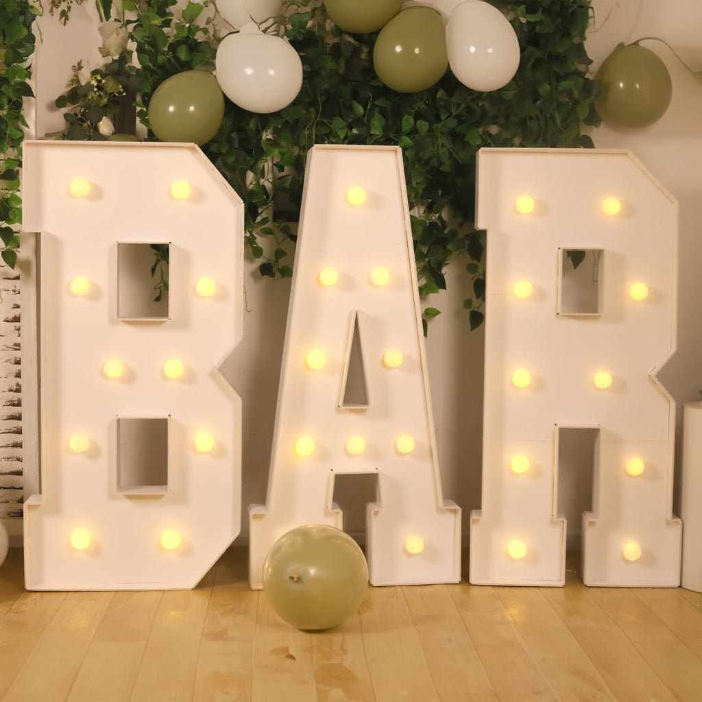 Giant LED Marquee Light Up Letter "A", White 4ft Pre - Cut Foam Board with 10 Warm White Battery Operated LEDs, Glue Gun and Sticks - Bell Racket Store