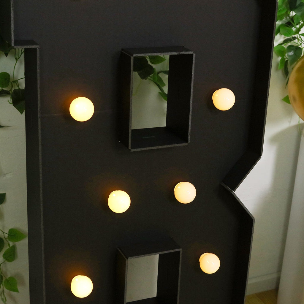 Giant LED Marquee Light Up Letter "B", Black 4ft Pre - Cut Foam Board with 10 Warm White Battery Operated LEDs, Glue Gun and Sticks - Bell Racket Store