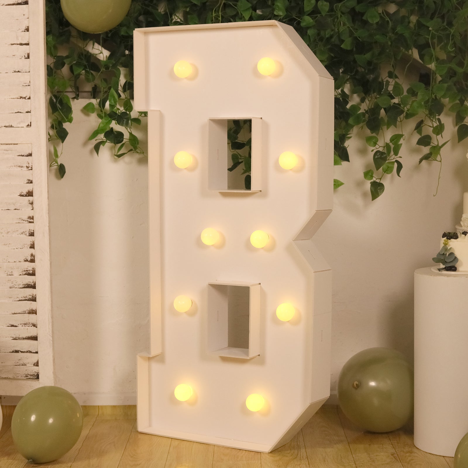 Giant LED Marquee Light Up Letter "B", White 4ft Pre - Cut Foam Board with 10 Warm White Battery Operated LEDs, Glue Gun and Sticks - Bell Racket Store