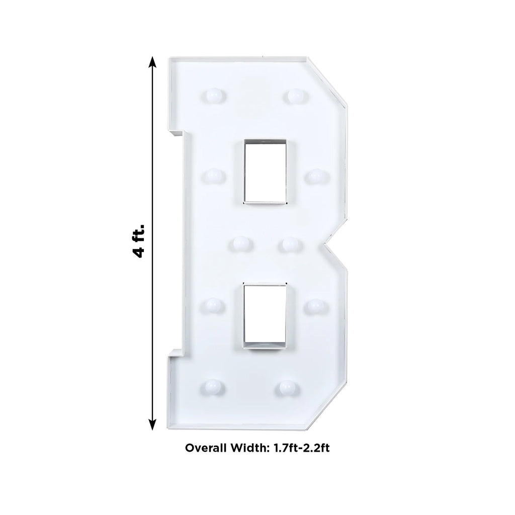 Giant LED Marquee Light Up Letter "B", White 4ft Pre - Cut Foam Board with 10 Warm White Battery Operated LEDs, Glue Gun and Sticks - Bell Racket Store