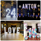 Giant LED Marquee Light Up Letter "B", White 4ft Pre - Cut Foam Board with 10 Warm White Battery Operated LEDs, Glue Gun and Sticks - Bell Racket Store