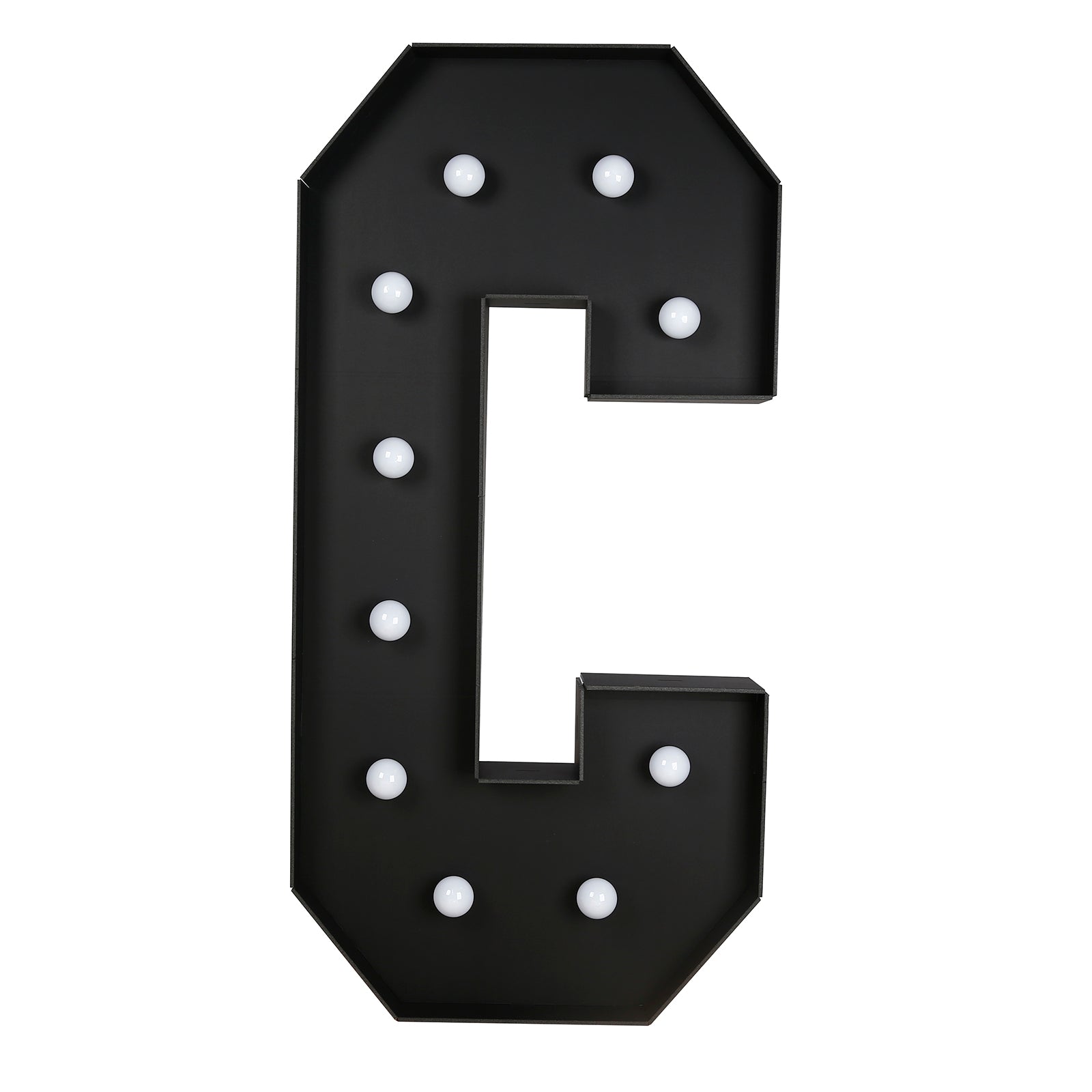 Giant LED Marquee Light Up Letter "C", Black 4ft Pre - Cut Foam Board with 10 Warm White Battery Operated LEDs, Glue Gun and Sticks - Bell Racket Store