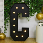 Giant LED Marquee Light Up Letter "C", Black 4ft Pre - Cut Foam Board with 10 Warm White Battery Operated LEDs, Glue Gun and Sticks - Bell Racket Store