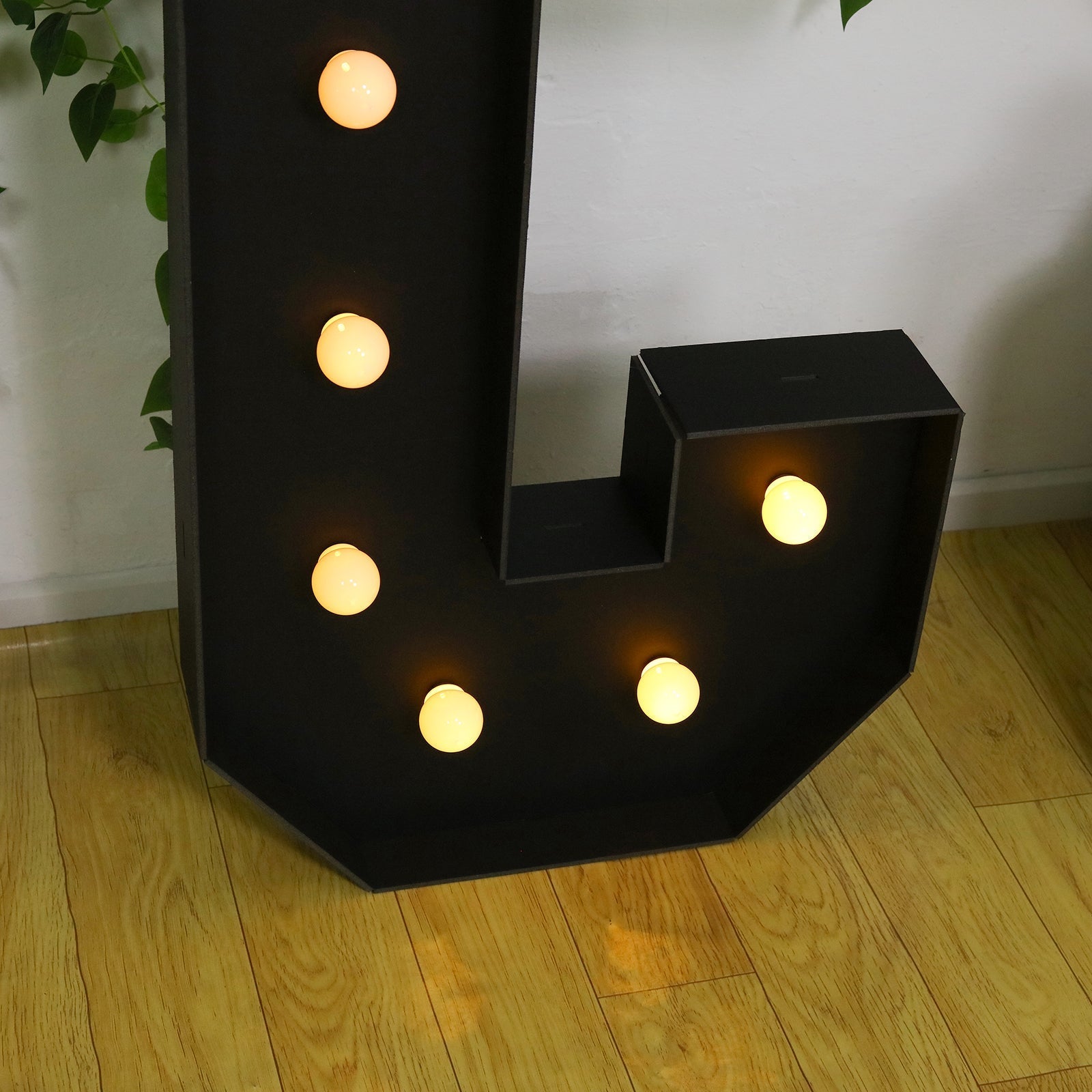 Giant LED Marquee Light Up Letter "C", Black 4ft Pre - Cut Foam Board with 10 Warm White Battery Operated LEDs, Glue Gun and Sticks - Bell Racket Store