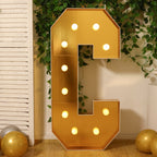 Giant LED Marquee Light Up Letter "C", Gold 4ft Pre - Cut Foam Board with 10 Warm White Battery Operated LEDs, Glue Gun and Sticks - Bell Racket Store