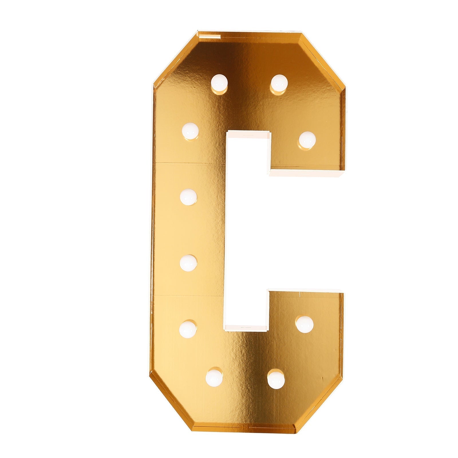 Giant LED Marquee Light Up Letter "C", Gold 4ft Pre - Cut Foam Board with 10 Warm White Battery Operated LEDs, Glue Gun and Sticks - Bell Racket Store
