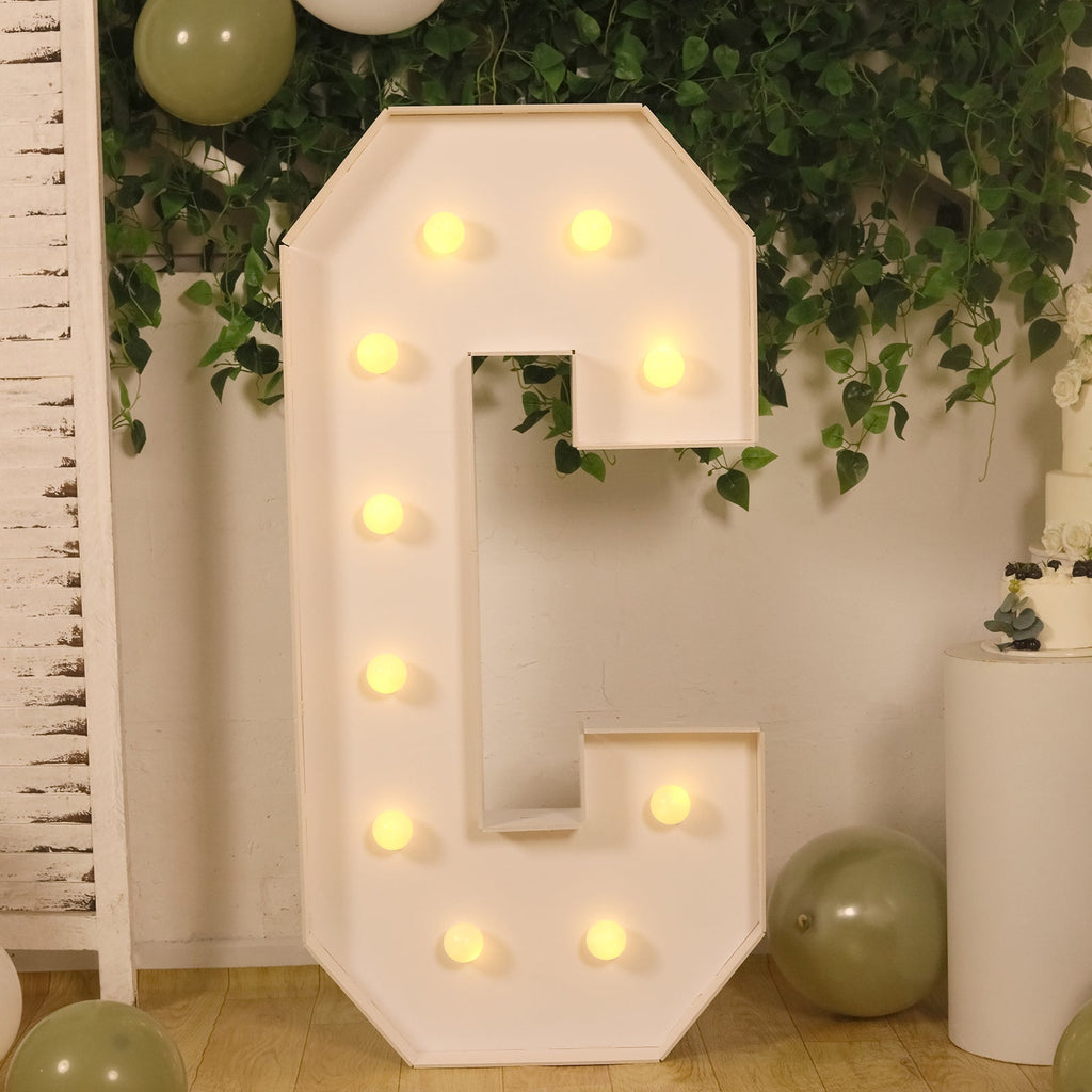 Giant LED Marquee Light Up Letter "C", White 4ft Pre - Cut Foam Board with 10 Warm White Battery Operated LEDs, Glue Gun and Sticks - Bell Racket Store