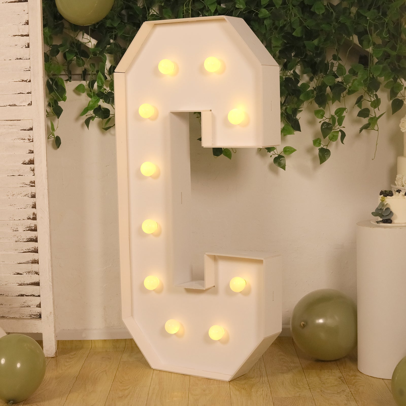 Giant LED Marquee Light Up Letter "C", White 4ft Pre - Cut Foam Board with 10 Warm White Battery Operated LEDs, Glue Gun and Sticks - Bell Racket Store