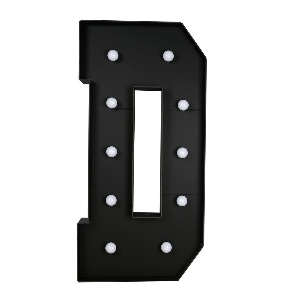 Giant LED Marquee Light Up Letter "D", Black 4ft Pre - Cut Foam Board with 10 Warm White Battery Operated LEDs, Glue Gun and Sticks - Bell Racket Store