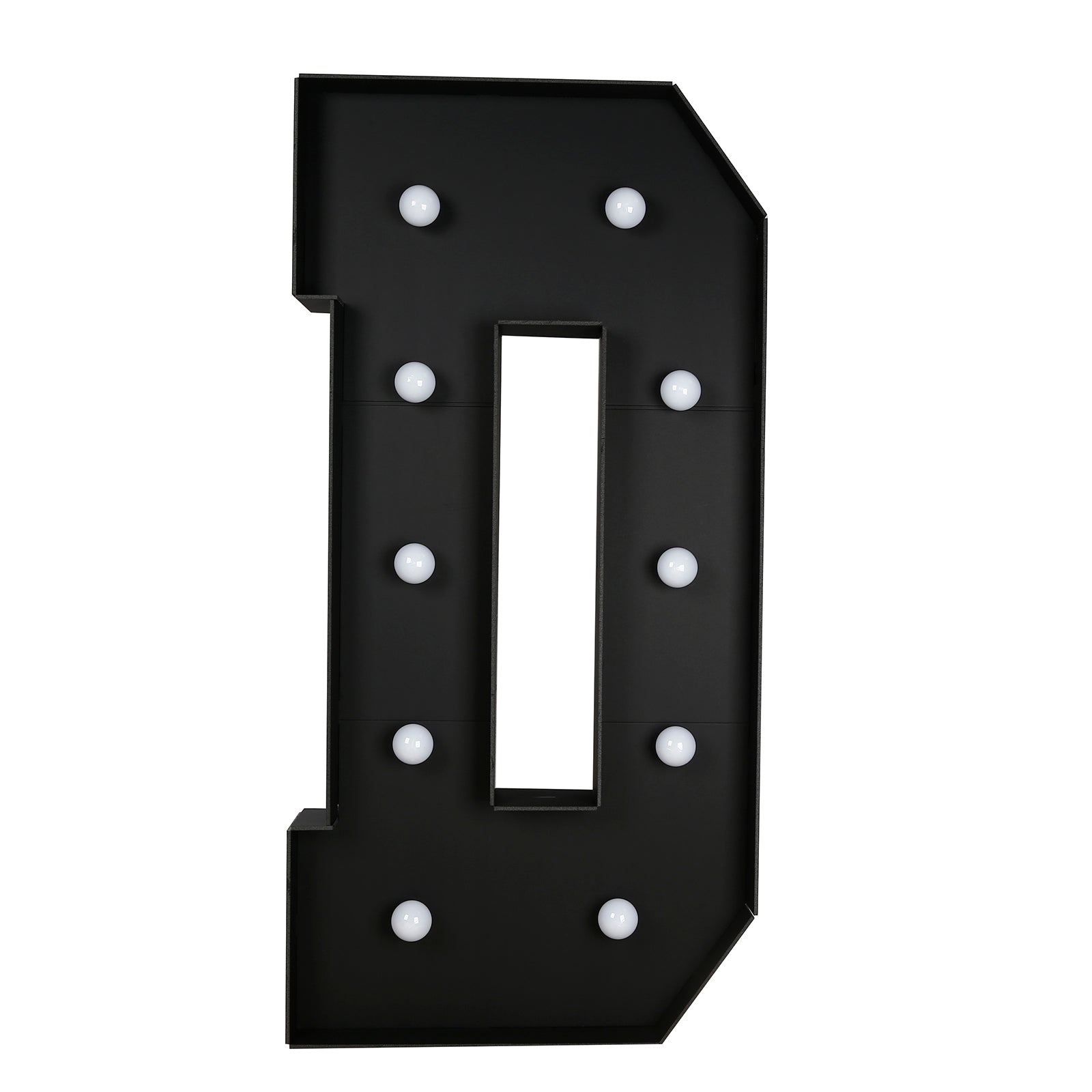 Giant LED Marquee Light Up Letter "D", Black 4ft Pre - Cut Foam Board with 10 Warm White Battery Operated LEDs, Glue Gun and Sticks - Bell Racket Store