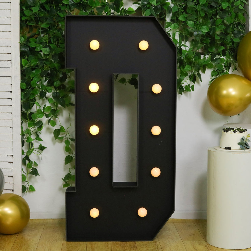 Giant LED Marquee Light Up Letter "D", Black 4ft Pre - Cut Foam Board with 10 Warm White Battery Operated LEDs, Glue Gun and Sticks - Bell Racket Store