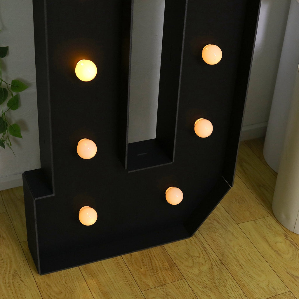 Giant LED Marquee Light Up Letter "D", Black 4ft Pre - Cut Foam Board with 10 Warm White Battery Operated LEDs, Glue Gun and Sticks - Bell Racket Store