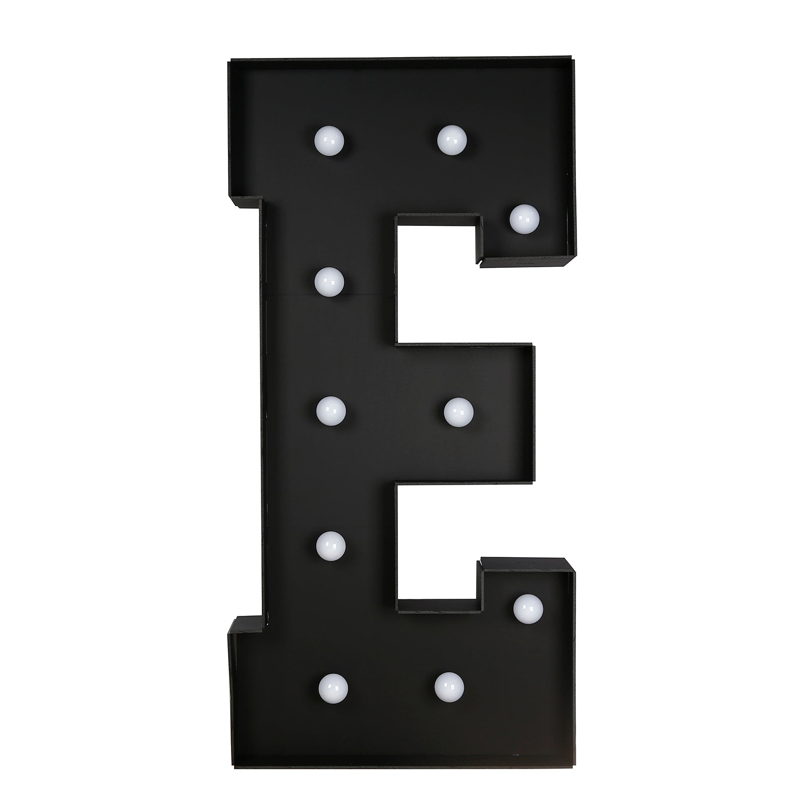 Giant LED Marquee Light Up Letter "E", Black 4ft Pre - Cut Foam Board with 10 Warm White Battery Operated LEDs, Glue Gun and Sticks - Bell Racket Store