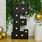 Giant LED Marquee Light Up Letter "E", Black 4ft Pre - Cut Foam Board with 10 Warm White Battery Operated LEDs, Glue Gun and Sticks - Bell Racket Store