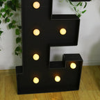 Giant LED Marquee Light Up Letter "E", Black 4ft Pre - Cut Foam Board with 10 Warm White Battery Operated LEDs, Glue Gun and Sticks - Bell Racket Store