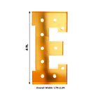 Giant LED Marquee Light Up Letter "E", Gold 4ft Pre - Cut Foam Board with 10 Warm White Battery Operated LEDs, Glue Gun and Sticks - Bell Racket Store