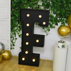 Giant LED Marquee Light Up Letter "F", Black 4ft Pre - Cut Foam Board with 10 Warm White Battery Operated LEDs, Glue Gun and Sticks - Bell Racket Store