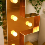 Giant LED Marquee Light Up Letter "F", Gold 4ft Pre - Cut Foam Board with 10 Warm White Battery Operated LEDs, Glue Gun and Sticks - Bell Racket Store