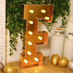 Giant LED Marquee Light Up Letter "F", Gold 4ft Pre - Cut Foam Board with 10 Warm White Battery Operated LEDs, Glue Gun and Sticks - Bell Racket Store