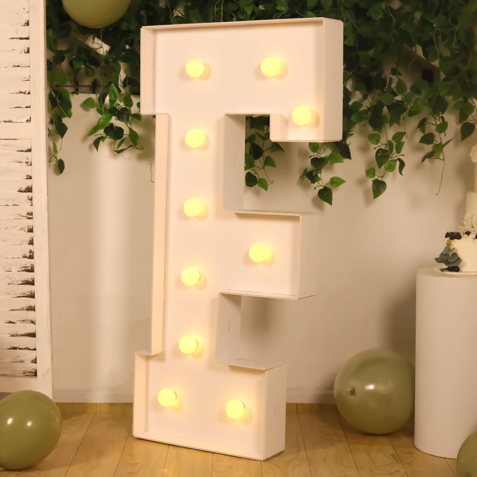 Giant LED Marquee Light Up Letter "F", White 4ft Pre - Cut Foam Board with 10 Warm White Battery Operated LEDs, Glue Gun and Sticks - Bell Racket Store