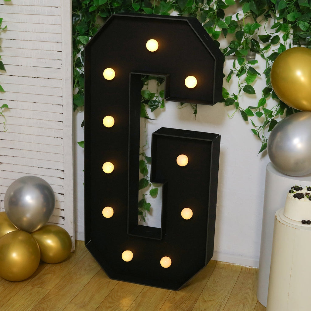 Giant LED Marquee Light Up Letter "G", Black 4ft Pre - Cut Foam Board with 10 Warm White Battery Operated LEDs, Glue Gun and Sticks - Bell Racket Store