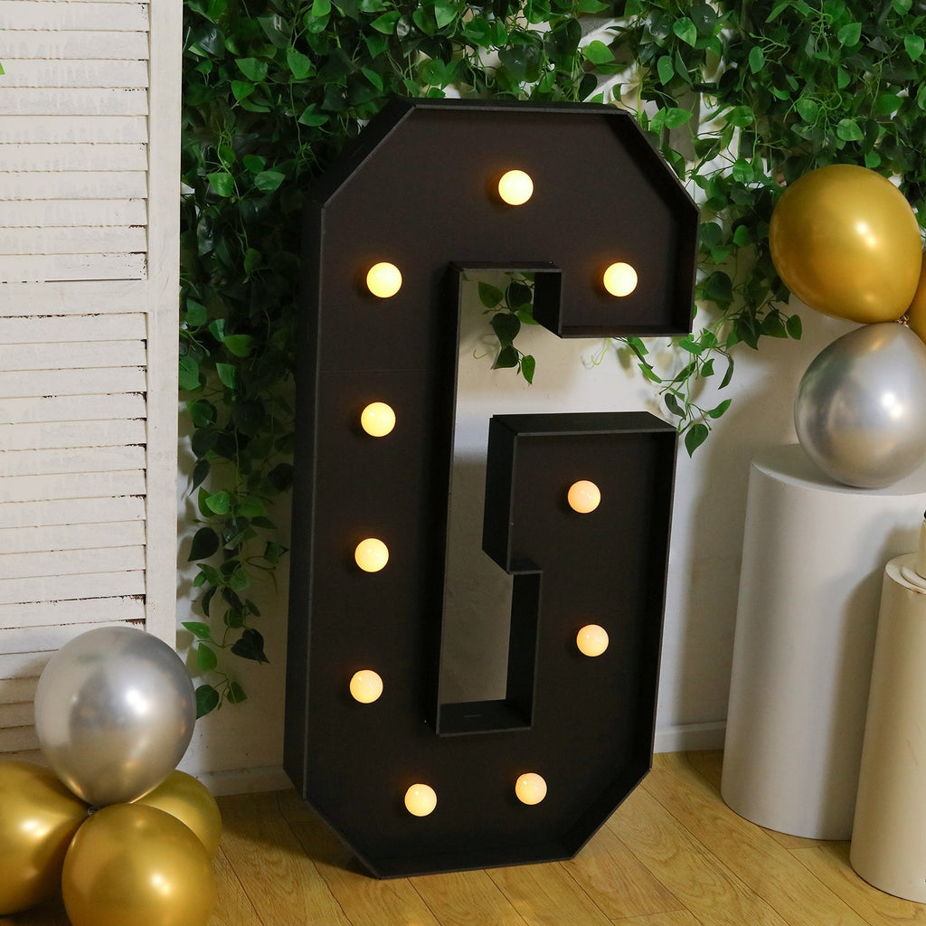 Giant LED Marquee Light Up Letter "G", Black 4ft Pre - Cut Foam Board with 10 Warm White Battery Operated LEDs, Glue Gun and Sticks - Bell Racket Store