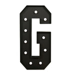 Giant LED Marquee Light Up Letter "G", Black 4ft Pre - Cut Foam Board with 10 Warm White Battery Operated LEDs, Glue Gun and Sticks - Bell Racket Store