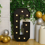 Giant LED Marquee Light Up Letter "G", Black 4ft Pre - Cut Foam Board with 10 Warm White Battery Operated LEDs, Glue Gun and Sticks - Bell Racket Store