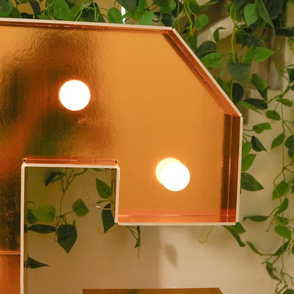 Giant LED Marquee Light Up Letter "G", Gold 4ft Pre - Cut Foam Board with 10 Warm White Battery Operated LEDs, Glue Gun and Sticks - Bell Racket Store