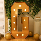 Giant LED Marquee Light Up Letter "G", Gold 4ft Pre - Cut Foam Board with 10 Warm White Battery Operated LEDs, Glue Gun and Sticks - Bell Racket Store