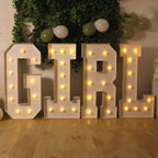 Giant LED Marquee Light Up Letter "G", White 4ft Pre - Cut Foam Board with 10 Warm White Battery Operated LEDs, Glue Gun and Sticks - Bell Racket Store