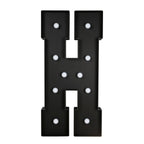 Giant LED Marquee Light Up Letter "H", Black 4ft Pre - Cut Foam Board with 10 Warm White Battery Operated LEDs, Glue Gun and Sticks - Bell Racket Store