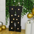 Giant LED Marquee Light Up Letter "H", Black 4ft Pre - Cut Foam Board with 10 Warm White Battery Operated LEDs, Glue Gun and Sticks - Bell Racket Store