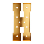 Giant LED Marquee Light Up Letter "H", Gold 4ft Pre - Cut Foam Board with 10 Warm White Battery Operated LEDs, Glue Gun and Sticks - Bell Racket Store