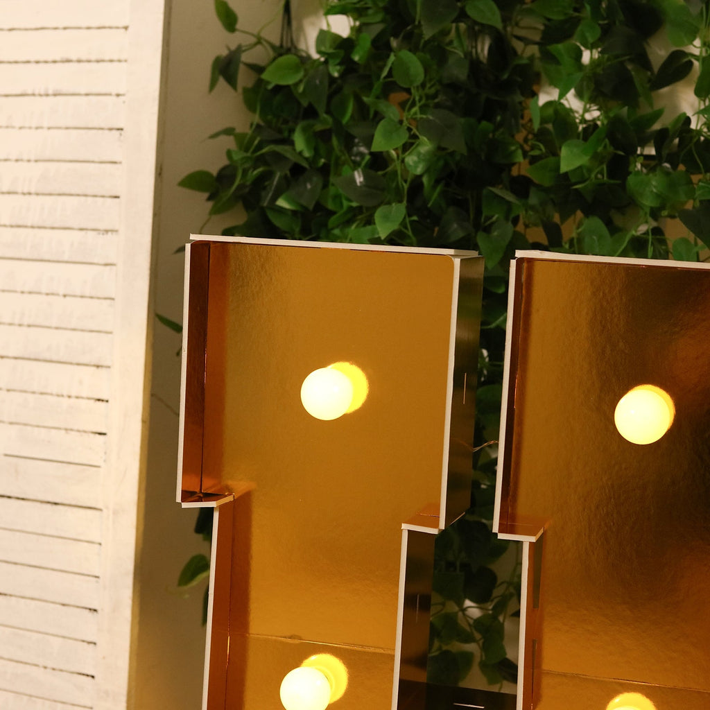 Giant LED Marquee Light Up Letter "H", Gold 4ft Pre - Cut Foam Board with 10 Warm White Battery Operated LEDs, Glue Gun and Sticks - Bell Racket Store